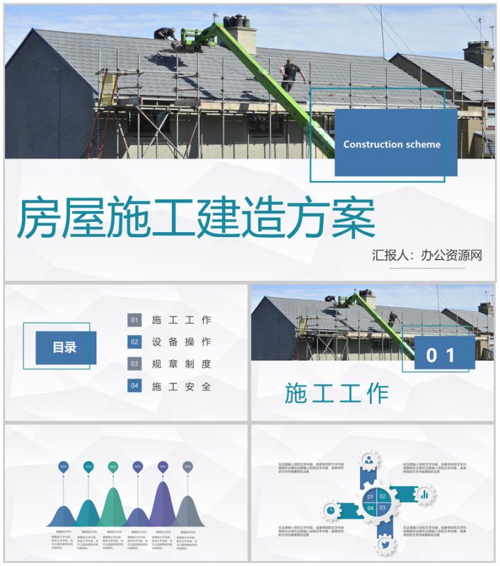 地产行业房屋施工建造方案计划汇报企业安全施工通用PPT模板-办公资源网