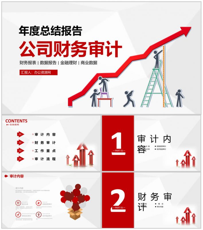 公司经营分析报告审计财务新年工作计划通用PPT模板-办公资源网