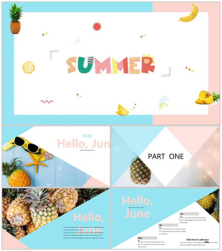 夏季美食菠萝介绍宣传PPT模板-办公资源网