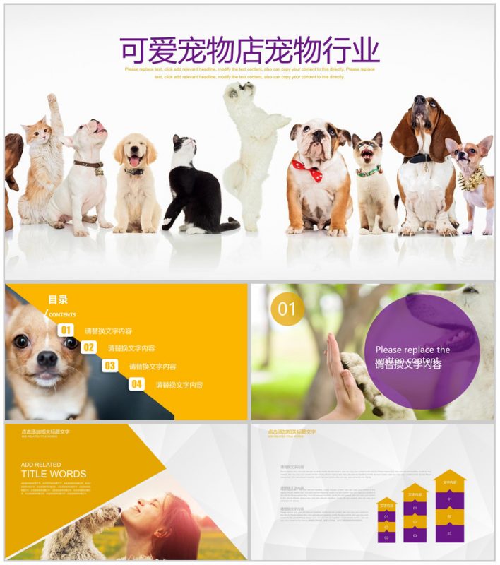 可爱宠物店宠物行业PPT模板-办公资源网