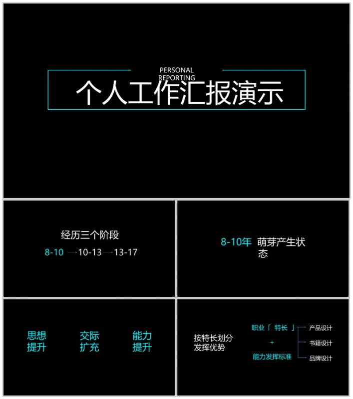 黑色简约个人工作汇报演示PPT模板-办公资源网