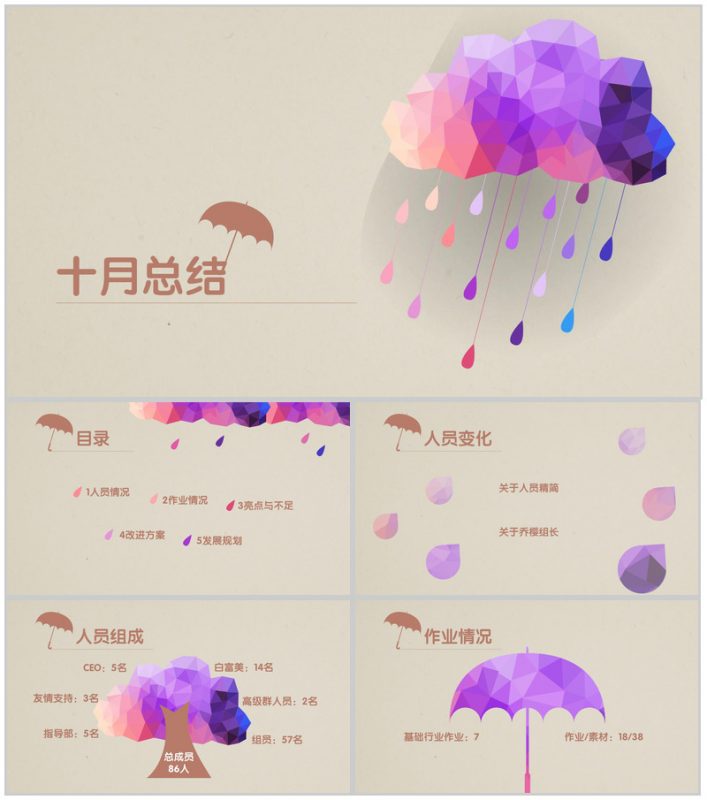 商务动漫商务总结灰色暖色PPT模板-办公资源网