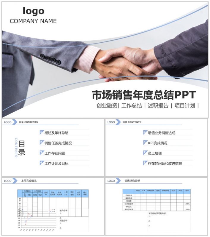 商务大气汽车4S店销售的技巧和口才月度工作总结PPT模板-办公资源网