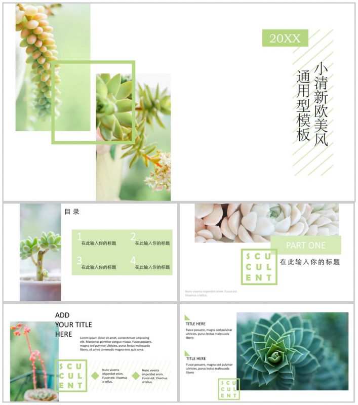 20XX小清新欧美风通用型工作汇报PPT模板-办公资源网