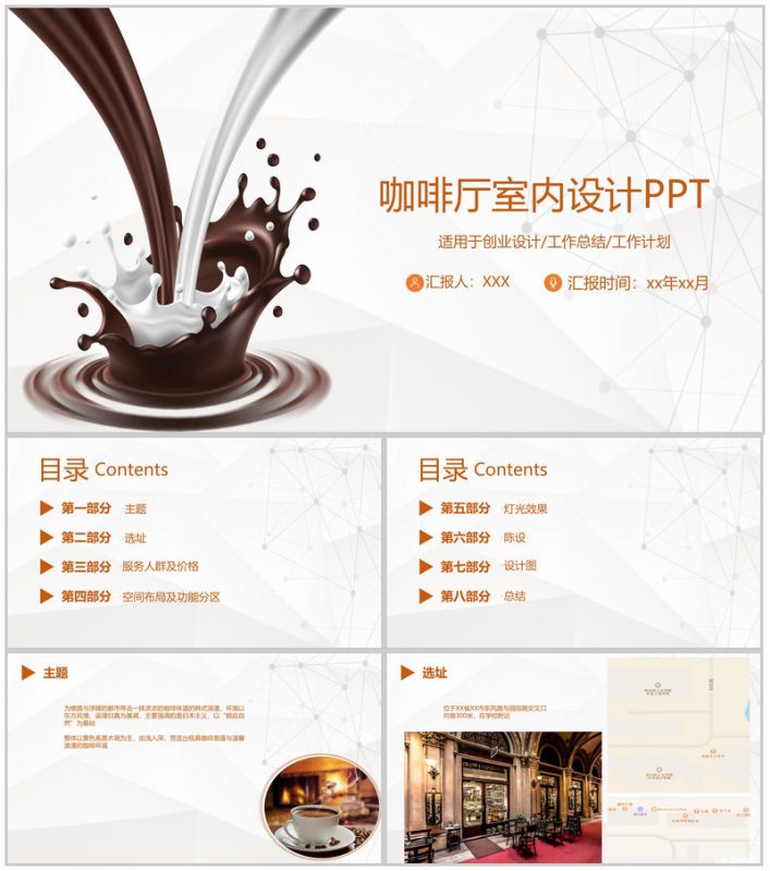 不同的品味相同的口味！XX咖啡厅创业室内设计PPT模板-办公资源网