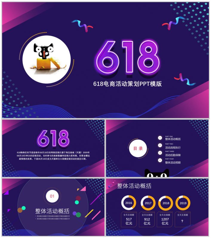 紫色大气618电商活动策划PPT模板-办公资源网