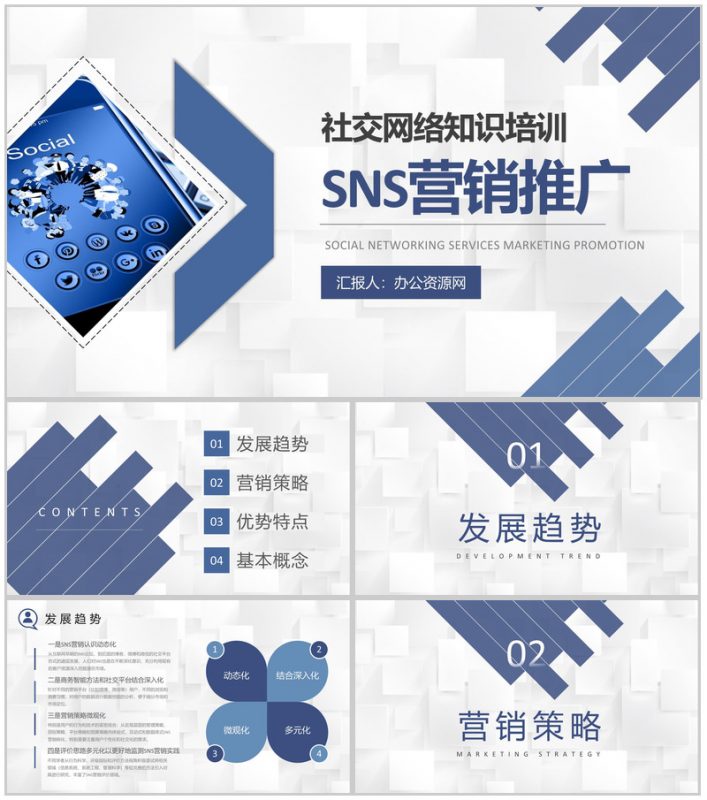 商业计划书SNS营销策划书推广方案工作总结汇报PPT模板-办公资源网