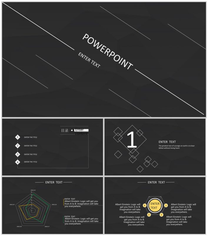 欧美黑底时尚工作总结商务汇报PPT模板-办公资源网