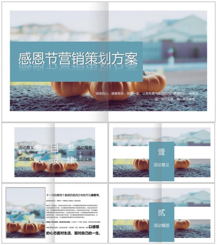 清新简约感恩节营销活动策划方案汇报PPT模板-办公资源网