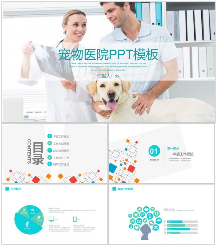 小清新宠物医院工作汇报PPT模板-办公资源网