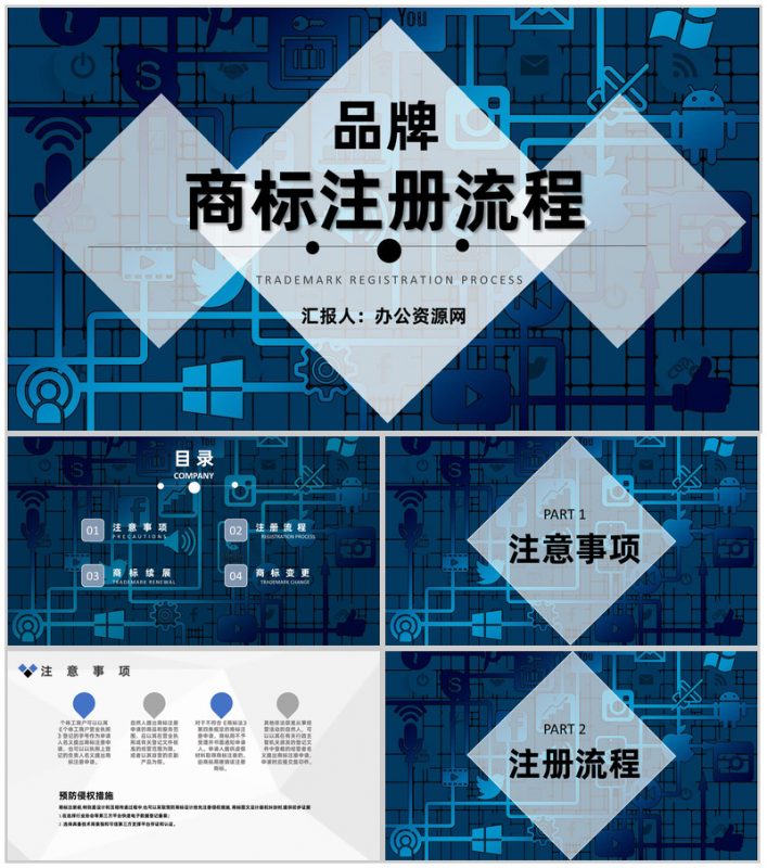 互联网公司产品商标申请注册流程及商标变更方法PPT模板-办公资源网