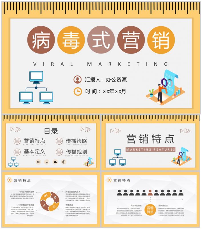 病毒式营销名词解释说明公司品牌口碑营销策划PPT模板-办公资源网