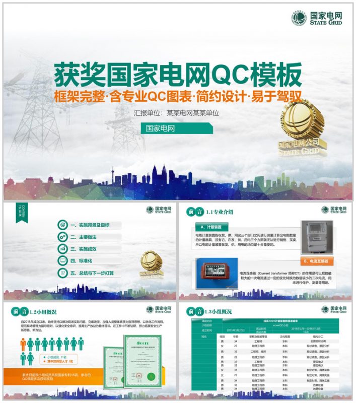 获奖国家电网QC工作汇报PPT模板-办公资源网