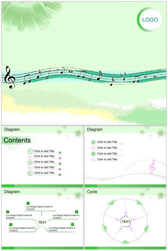绿色韵律商务汇报PPT模板-办公资源网
