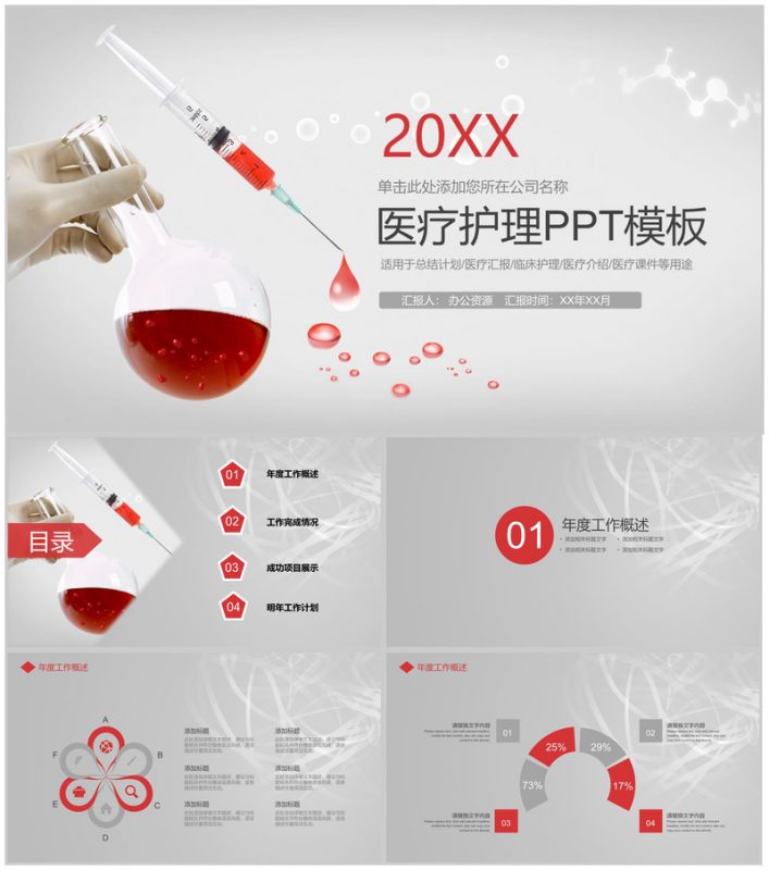 简洁大气医药医疗护理工作总结计划汇报PPT模板-办公资源网