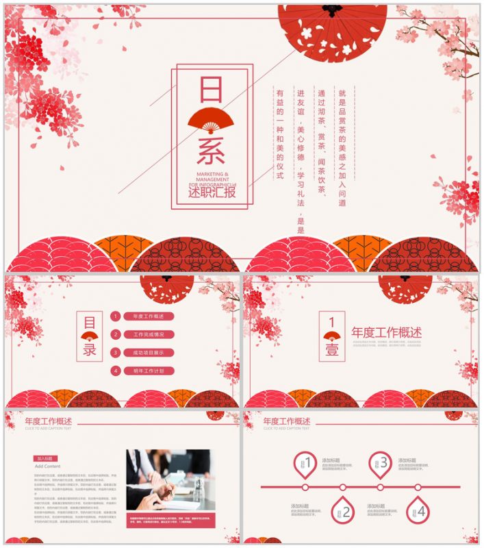 大气唯美日系清新简约述职报告PPT模板-办公资源网