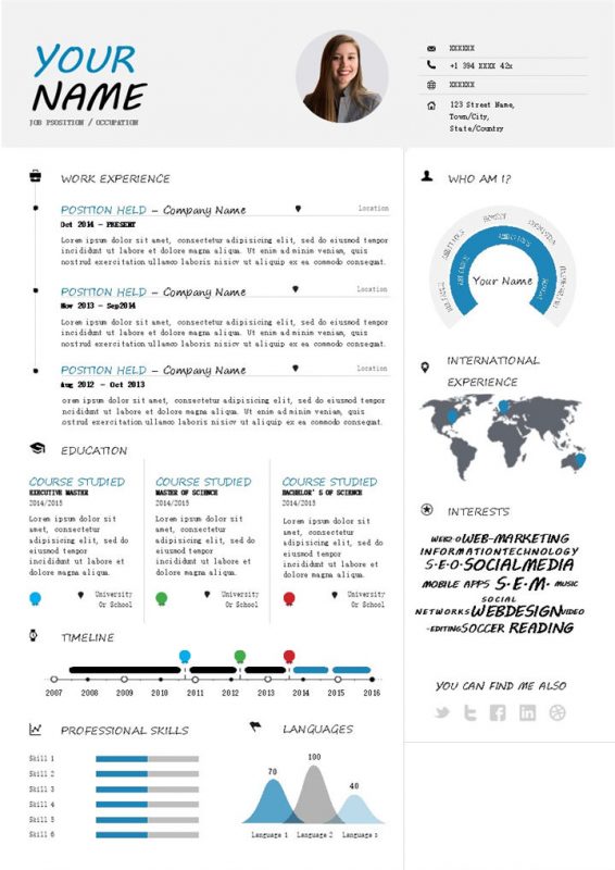 简约商务风会计设计相关岗位个人通用英文简历Word模板 (2)-办公资源网