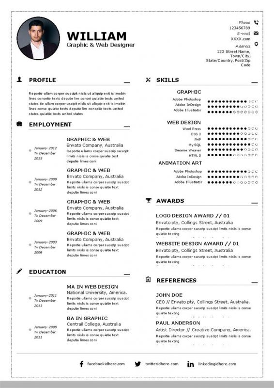 图形和网页设计师通用的个人简历求职简历自荐信Word模板-办公资源网