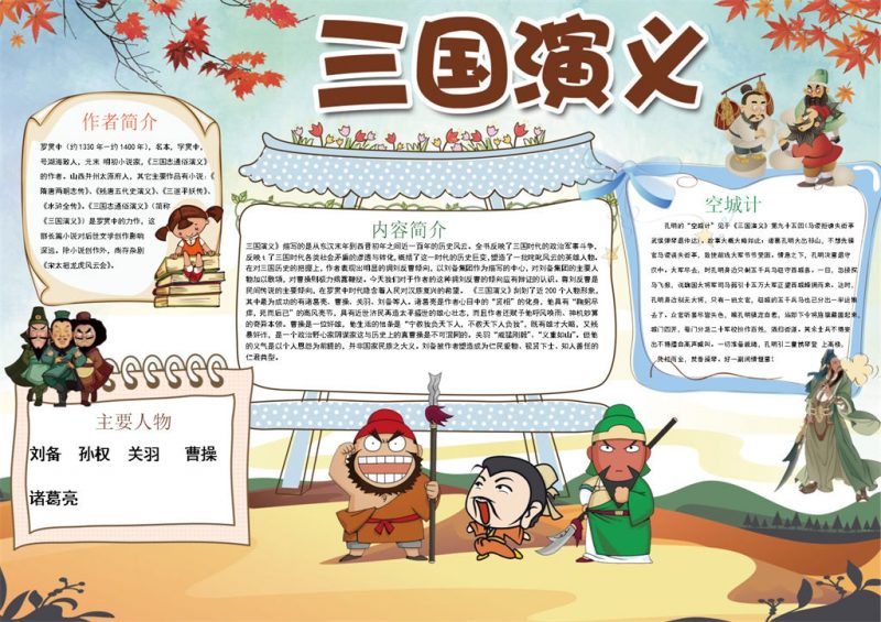 小清新三国演义手抄报Word模板-办公资源网