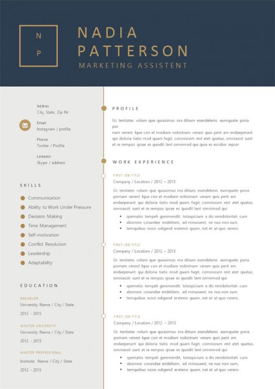 白色外企求职通用英文简历个人简历Word模板 (2)-办公资源网