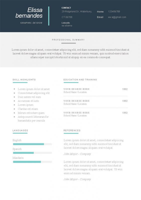 欧美商务风三页外企平面设计师求职通用个人简历英文简历Word模板-办公资源网
