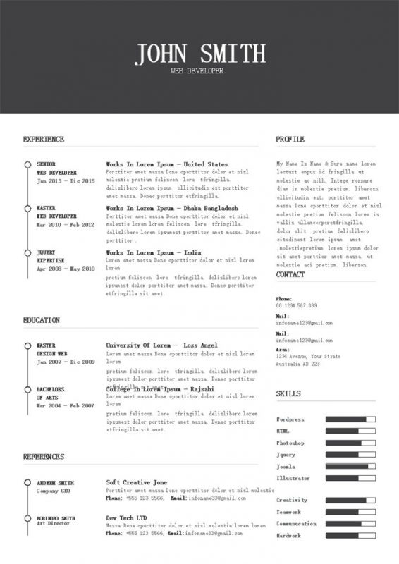 欧美风网页开发工程师通用求职简历个人简历Word模板-办公资源网