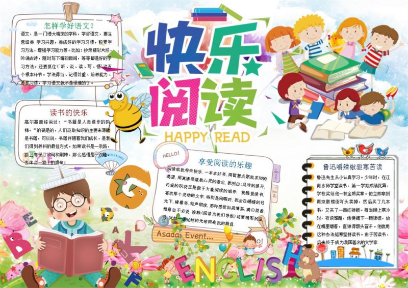 快乐阅读手抄报Word模板-办公资源网