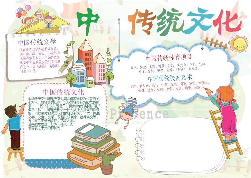 中华传统文化习俗宣传手抄报Word模板-办公资源网