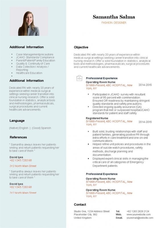 薄荷绿国际时装设计师通用个人简历求职简历自荐信Word模板-办公资源网