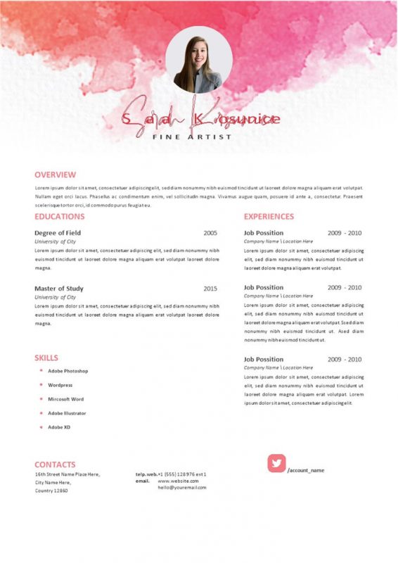 平面设计师通用的英文简历个人简历求职简历Word模板-办公资源网