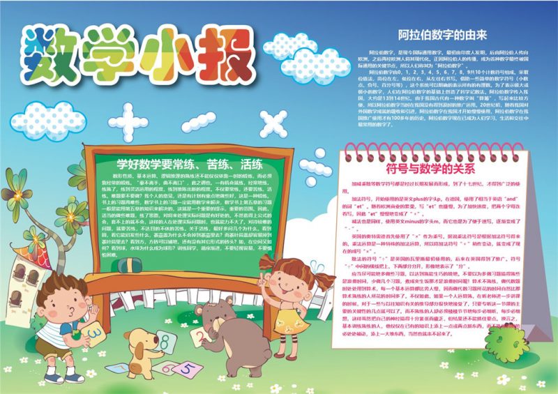 阿拉伯数字的由来数学手抄报Word模板-办公资源网