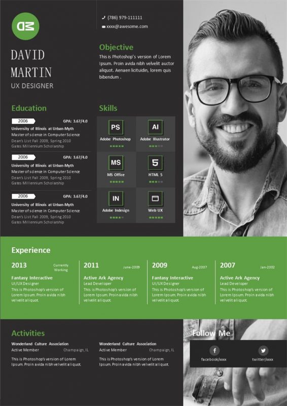 时尚欧美风用户体验设计师求职通用个人简历Word模板-办公资源网