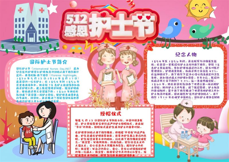 温馨风512感恩护士节手抄报Word模板-办公资源网
