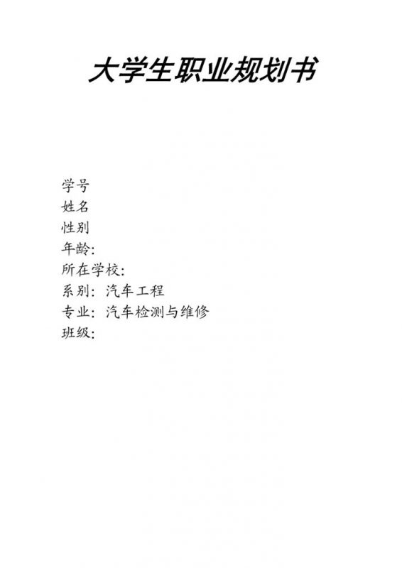 汽车检测与维修专业大学生个人职业发展规划Word模板-办公资源网