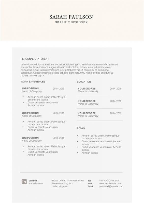 极简风海外公司平面设计师通用个人简历自荐信Word模板-办公资源网