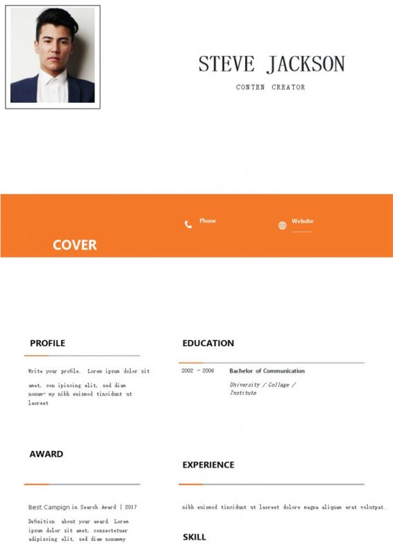 时尚创意内容创作者个人通用英文简历Word模板-办公资源网