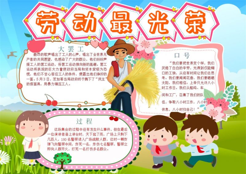 劳动最光荣教育宣传手抄报Word模板-办公资源网