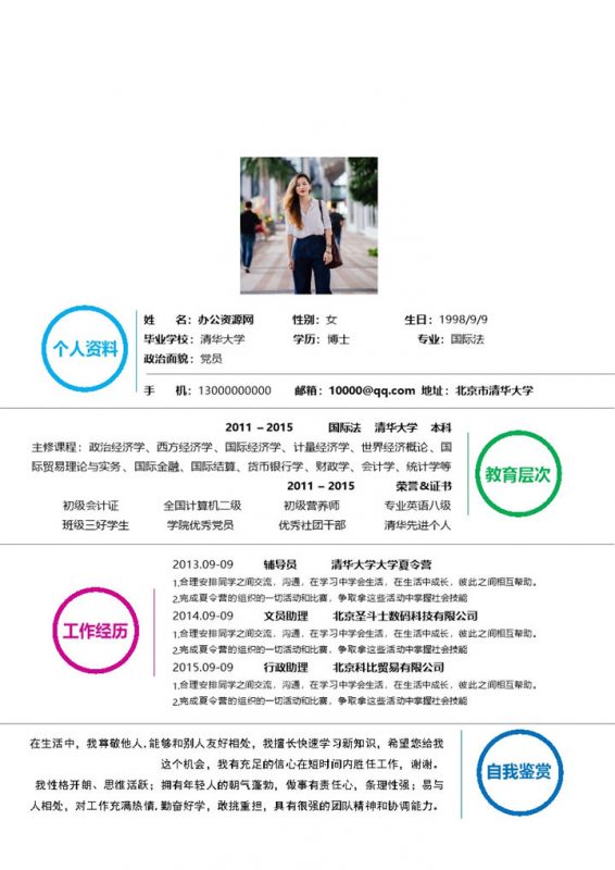 经典实用个人求职应聘简历范本Word模板-办公资源网