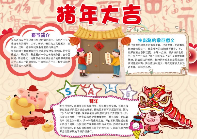 猪年新年习俗手抄报Word模板-办公资源网