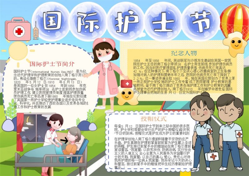 清新风国际护士节手抄报Word模板-办公资源网