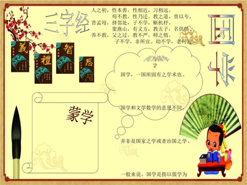 黄色复古风格国学手抄报Word模板-办公资源网