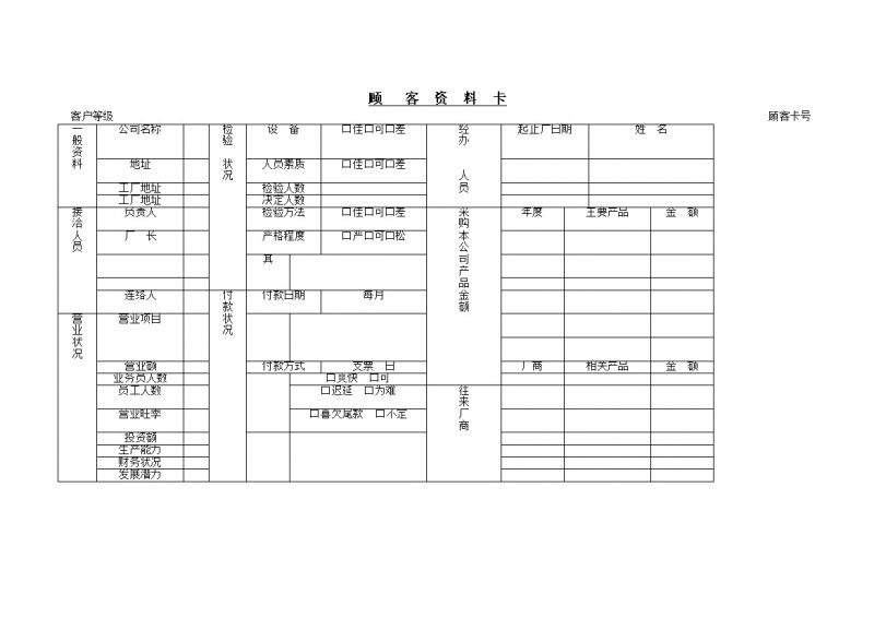 公司经营销售客户资料详情登记表word模板-办公资源网