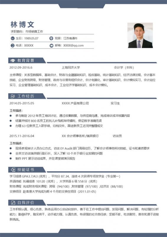 白色稳重市场销售工作个人求职简历Word模板-办公资源网