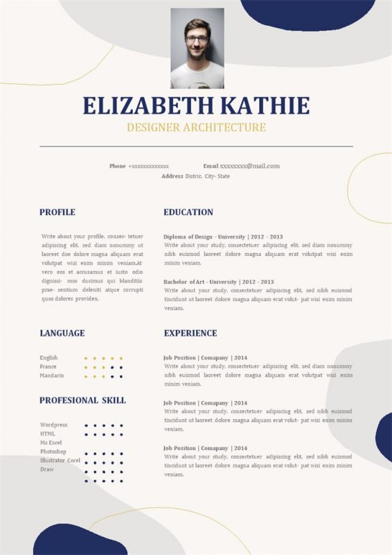 白色创意商务风格个人求职英文简历Word模板-办公资源网