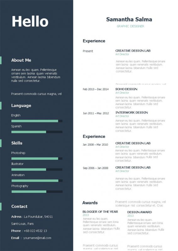 欧美风国际企业平面设计师通用个人简历求职简历自荐信Word模板-办公资源网