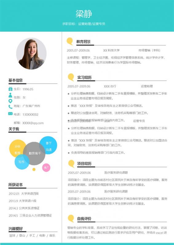 运营助理运营专员个人工作简历Word模板-办公资源网