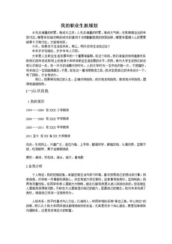 白色国际贸易专业大学生个人职业生涯规划书Word模板-办公资源网