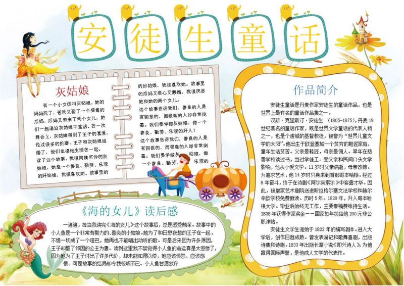 安徒生童话儿童读书小报手抄报Word模板-办公资源网