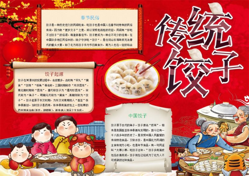传统饺子传统习俗手抄报Word模版-办公资源网