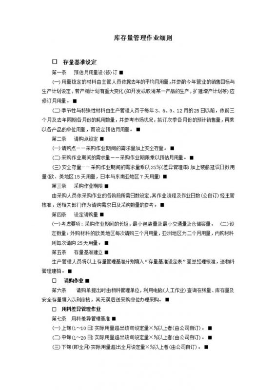 库存量管理作业细则word模板 (2)-办公资源网